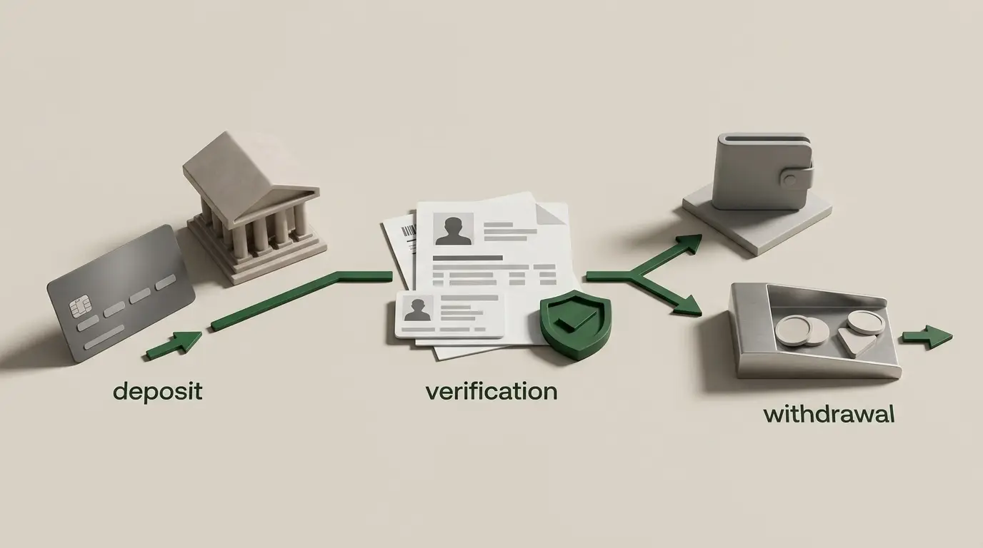 Illustratie van een betaal- en opnameproces met bankkaart, bankrekening en verificatie
